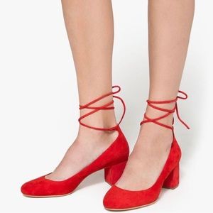 Loeffler Randall Clara red lace-up pump